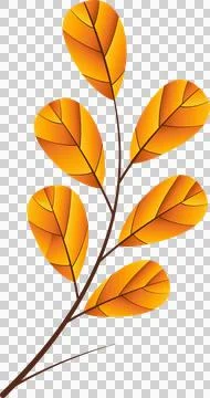 Flat design botanical branch is displaying yellow orange gradient leaves on Stockillustratie