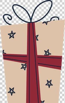 Flat design box is standing on transparent background with star-pattern paper Stock Illustration