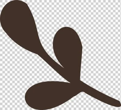 Flat design brown abstract shape is showing three drop-like lobes on transparent 스톡 일러스트