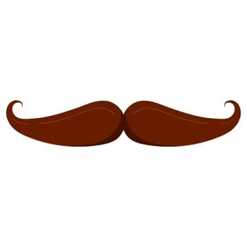 Flat design brown funny cute vintage cartoon mustache vector illustration iso Stock Illustration