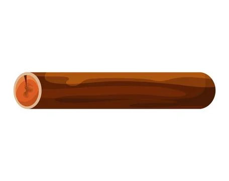 Flat design brown log with detailed tree rings and texture. Lumber or wooden log Stock Illustration