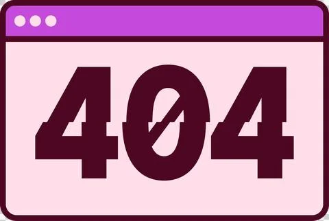 Flat design browser window showing 404 error code with purple controls on Stockillustratie