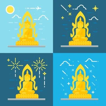 Flat design of Buddha Thailand Stock Illustration
