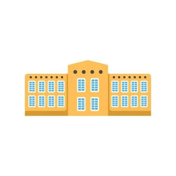 Flat design building icon representing a university campus Ilustración de archivo