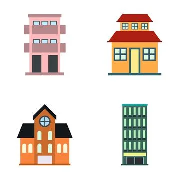 Flat design buildings representing residential and commercial architecture Illustrazione stock