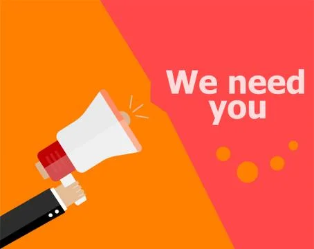 Flat design business concept. We need you. Digital marketing business man hol Stock Illustration