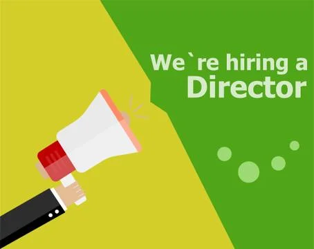 Flat design business concept. We Are Hiring a director. Digital marketing bus Stock Illustration