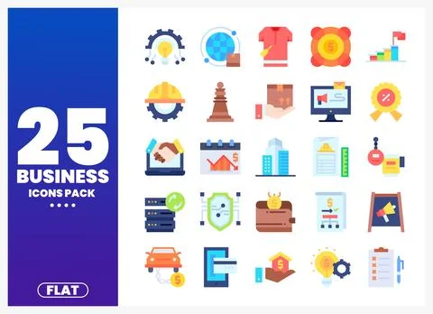 Flat design business icons pack with icons 스톡 일러스트