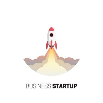 Flat design business startup launch concept, rocket icon. Vector illustration. Stock Illustration