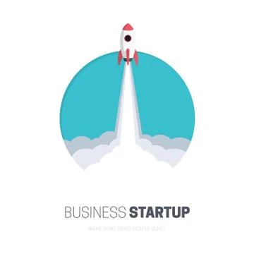 Flat design business startup launch concept, rocket icon. Vector illustration. 库存插图
