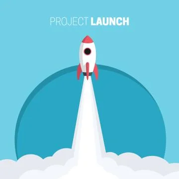 Flat design business startup launch concept, rocket icon. Vector illustration. Stock Illustration