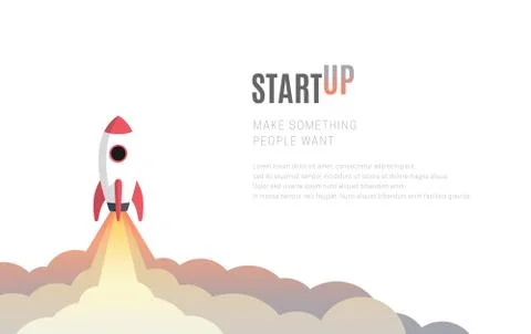 Flat design business startup launch concept, rocket icon. Vector illustration. Stock Illustration