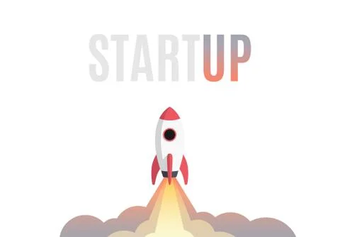 Flat design business startup launch concept, rocket icon. Vector illustration. Stock Illustration