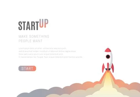 Flat design business startup launch concept, rocket icon. Vector illustration. Stock Illustration