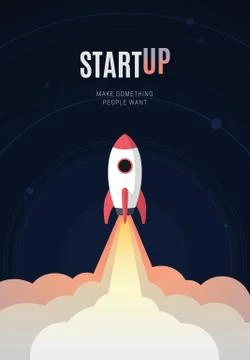 Flat design business startup launch concept, rocket icon. Vector illustration. イラスト素材