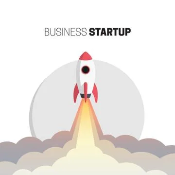 Flat design business startup launch concept, rocket icon. Vector illustration. Stock Illustration