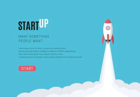 Flat design business startup launch concept, rocket icon. Vector illustration. Stock Illustration