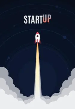 Flat design business startup launch concept, rocket icon. Vector illustration. Stock Illustration