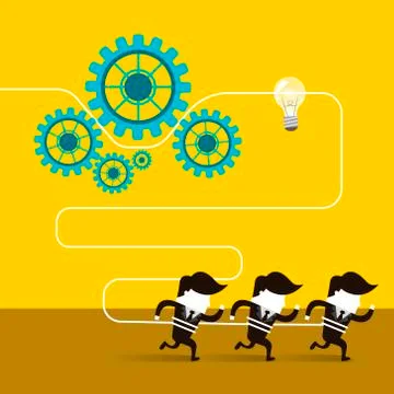 Flat design of businessmen team work Stock Illustration