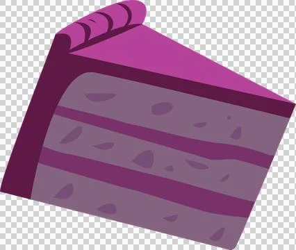Flat design cake slice displaying curled magenta icing ridge with purple layers Stock Illustration