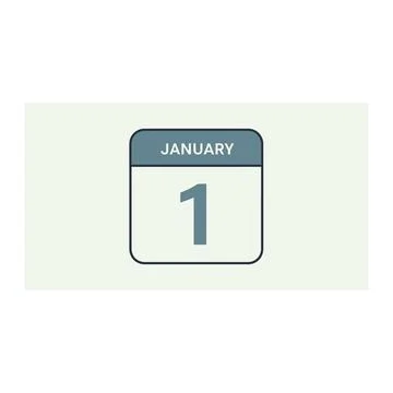 Flat design calendar graphic displaying january 1 new year date Stock Illustration
