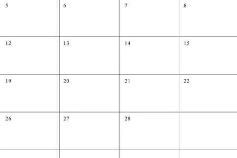 Flat design calendar grid is showing numbered rectangular cells outlined by thin Illustrazione stock