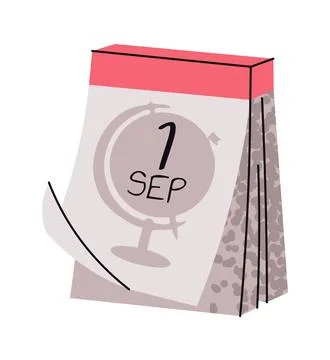 Flat Design Calendar Icon with September 1 Date. Back to School Symbol for Stock Illustration