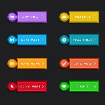 Flat design call to action button pack イラスト素材