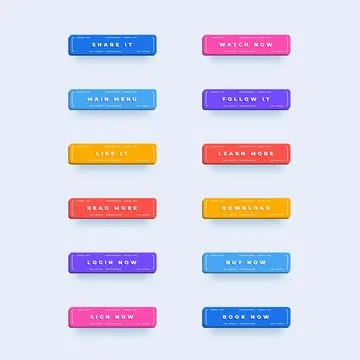 Flat design call to action button collection イラスト素材