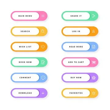Flat design call to action button set イラスト素材