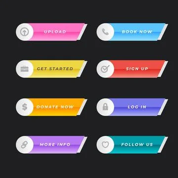Flat design call to action button pack イラスト素材