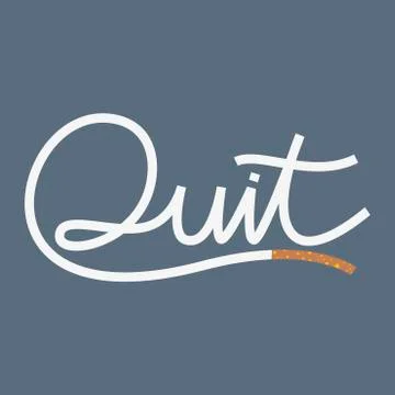 Flat design of calligraph word quit as cigarette for stop smoking motivation Stock Illustration