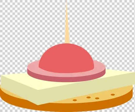 Flat design canapé is sitting on transparent background, showing bread cheese 스톡 일러스트