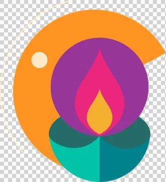 Flat design candle flame is floating on transparent background with teardrop Illustrazione stock