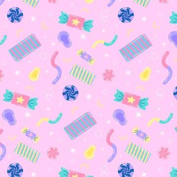 Flat design candy pastel color pattern Illustrazione stock