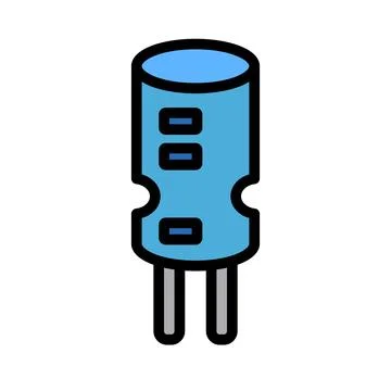Flat design capacitor icon. Electronic component. Vector. 库存插图