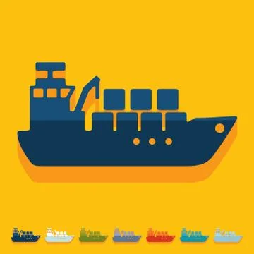 Flat design: cargo ship Stock Illustration
