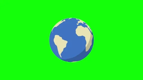 Flat design cartoon Earth globe spinning animation on green screen background. Stock Footage 331344187