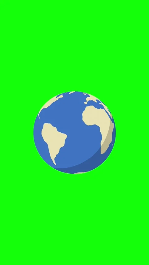 Flat design cartoon Earth globe spinning animation on green screen background. Video stock 331344189