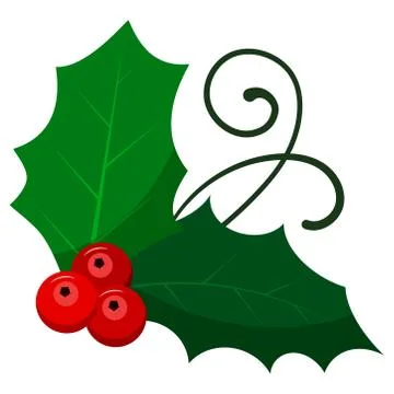 Flat design, cartoon style mistletoe branch isolated on white background vect Stock Illustration