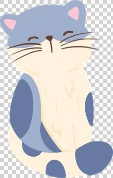 Flat design cat is sitting on transparent backdrop, showing cream coat with Stock Illustration