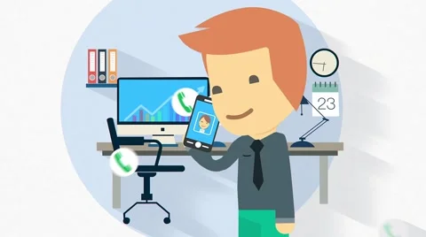 Flat design character business man with  smart phone Stock Footage 57968546