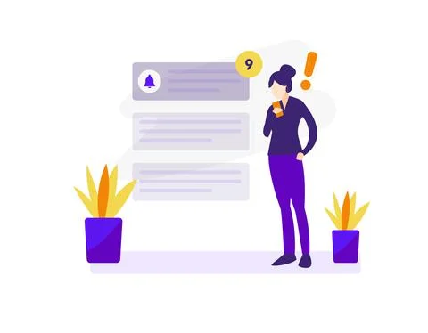 Flat design characters with notifications Stock Illustration