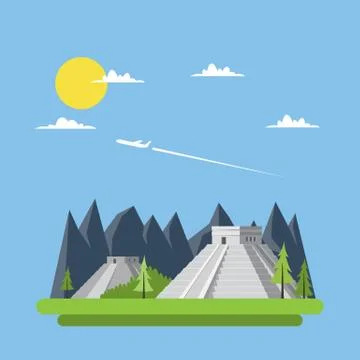 Flat design of Chichen Itza Mexico Stock Illustration