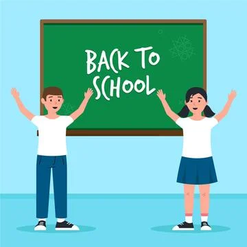 Flat design children back to school Stock Illustration