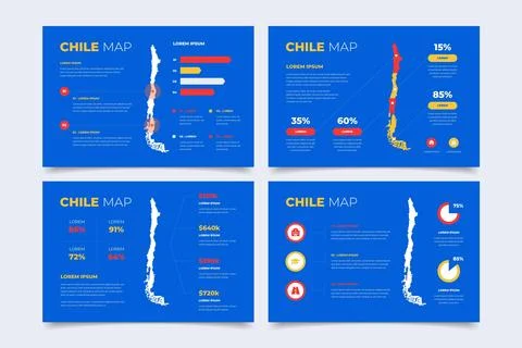 Flat design chile map infographic Stock Illustration
