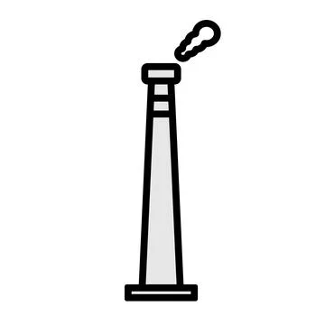 Flat design chimney tower and smoke emitted. Vector. Stock Illustration