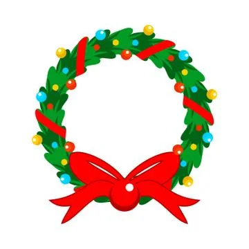 Flat Design Christmas Fully Decorated Garland Stock Illustration