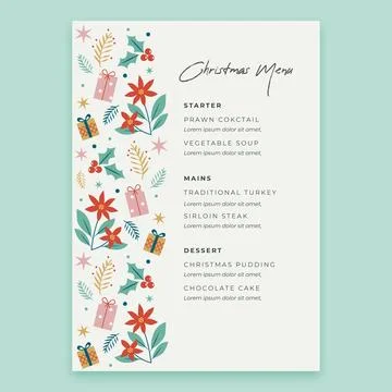 Flat design christmas menu template Stock Illustration