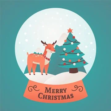 Flat design christmas snowball globe Illustrazione stock